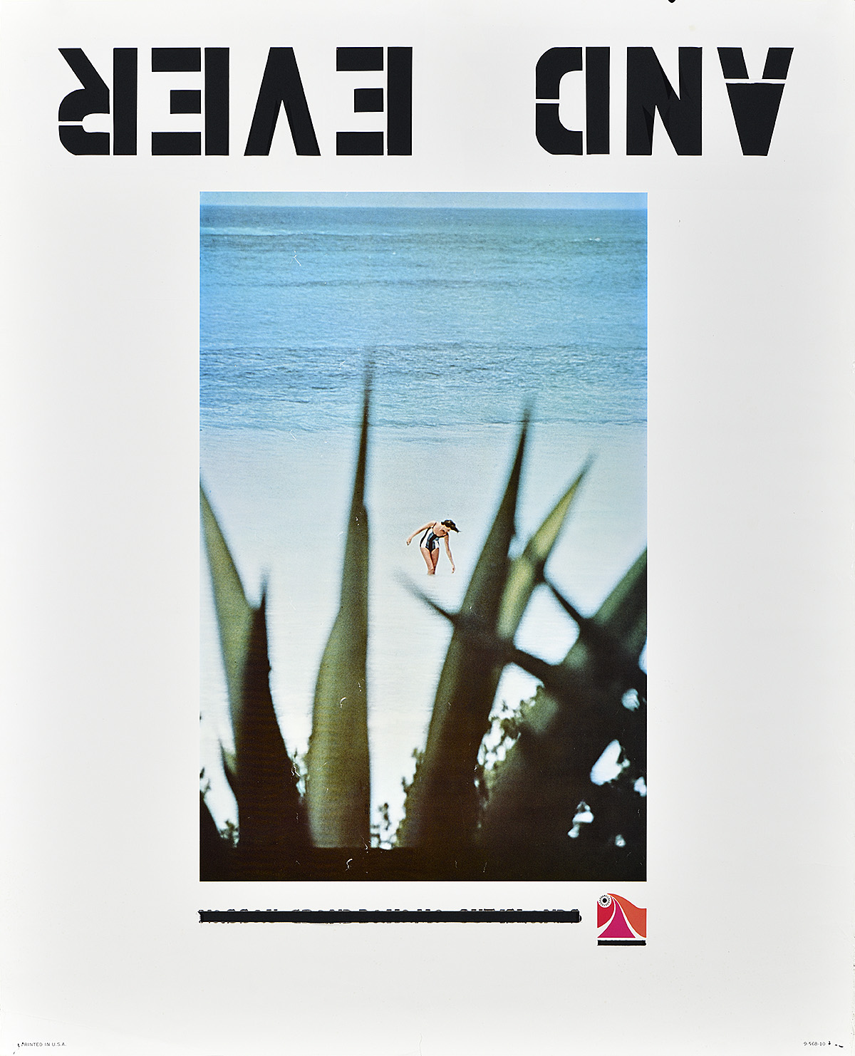 A photo-offset poster depicting text overlaying plants covering a beach scene.