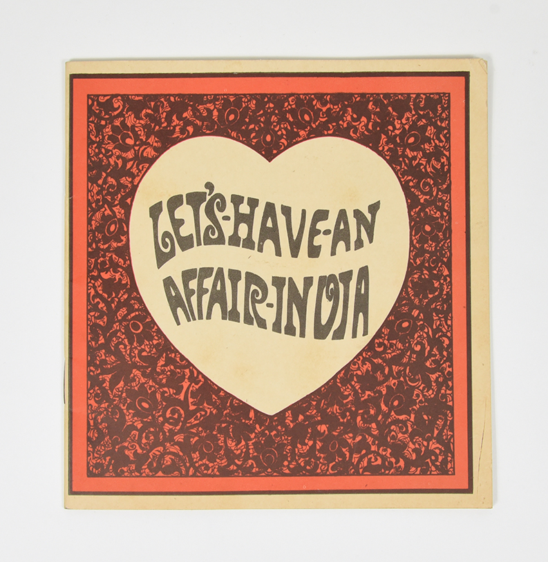 A woodcut illustration of a heart with text, 