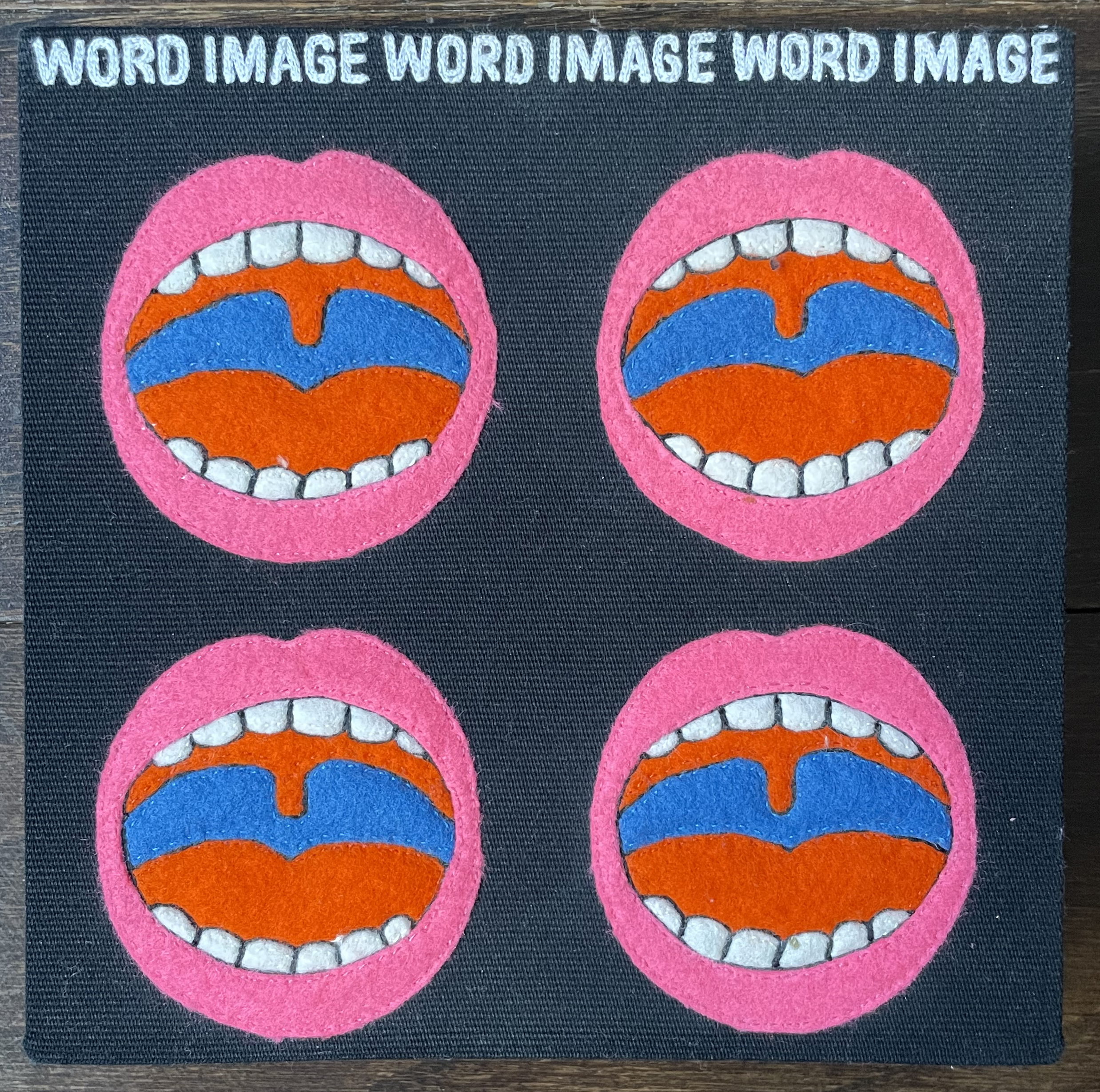 A purse of 4 screaming mouths under the words 