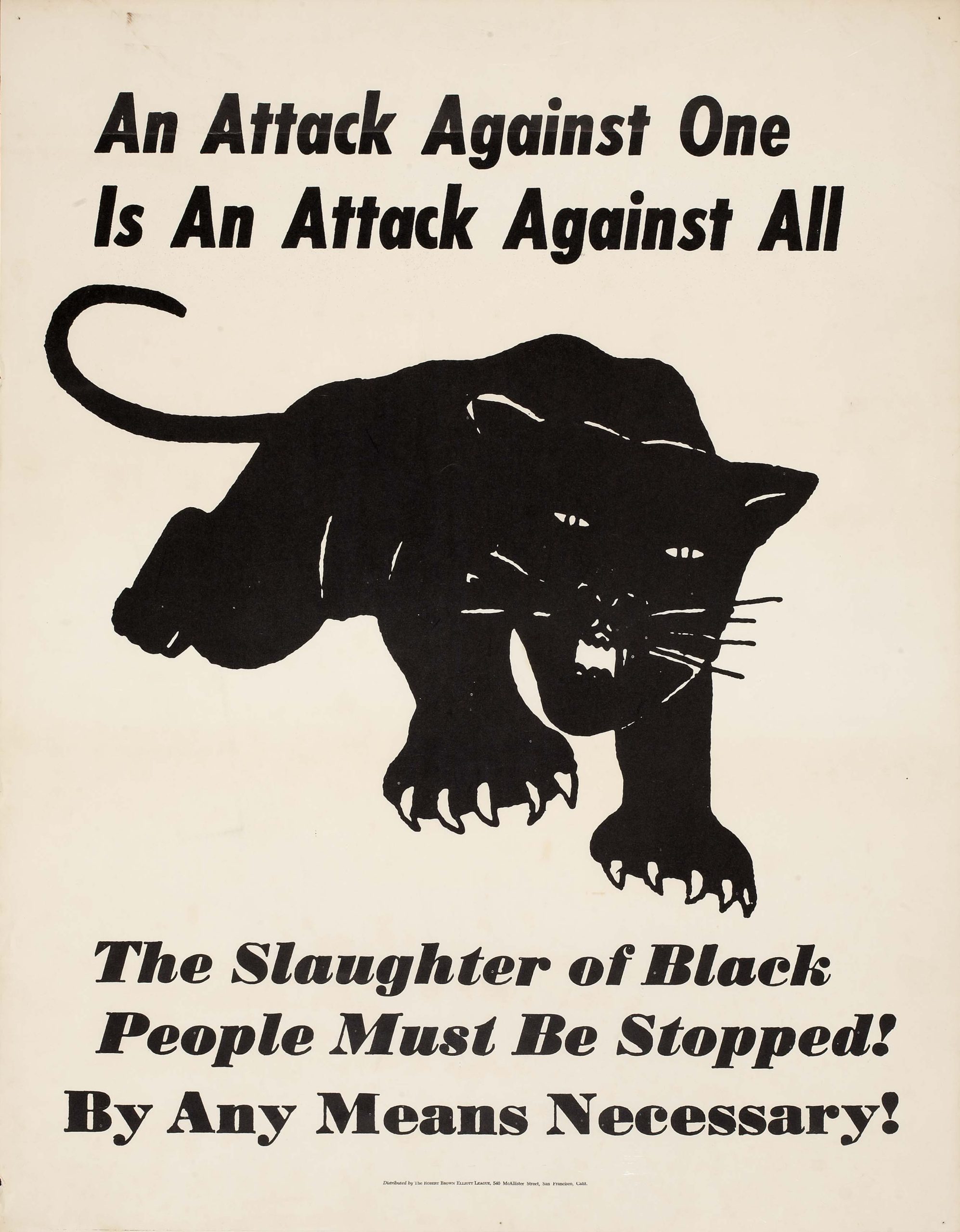 A photo offset poster of a black panther animal crawling towards the viewer surrounded by text.