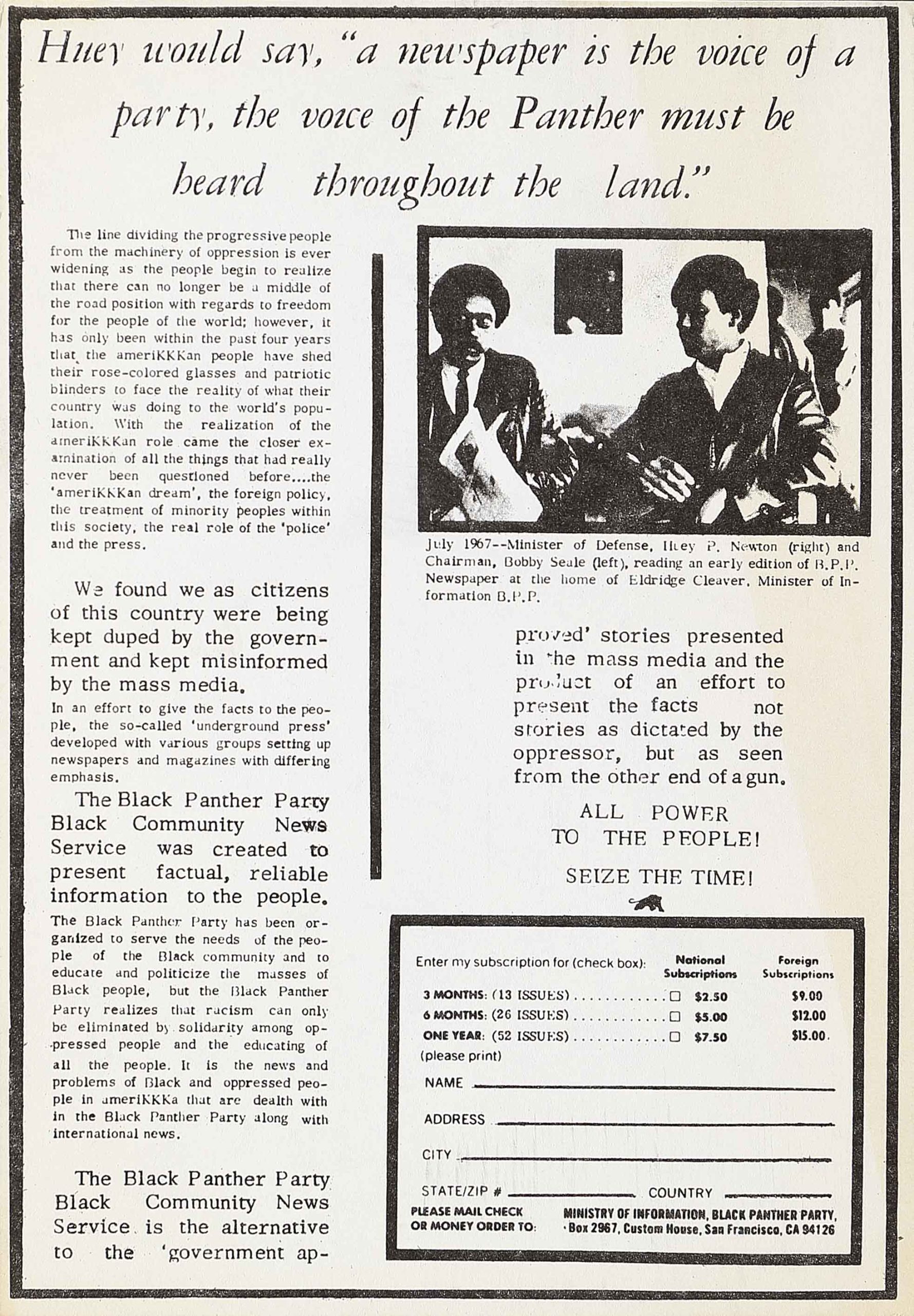 A newspaper article including a picture of 2 Black men reading a newspaper.