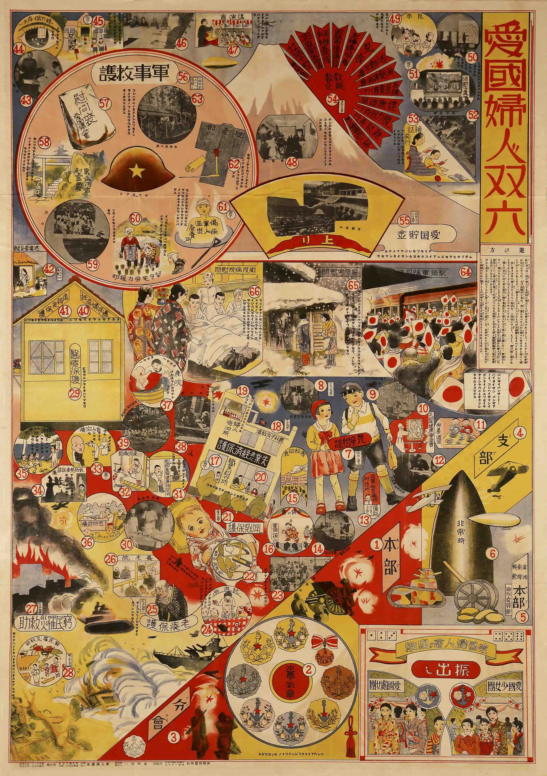 An illustrational collaged poster of many objects marked with numbers.